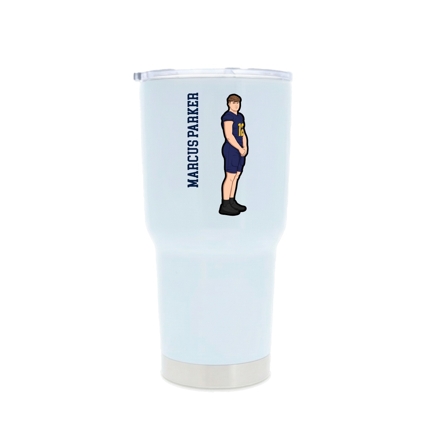 30oz Stainless Steel Tumbler — Name Vertical in White