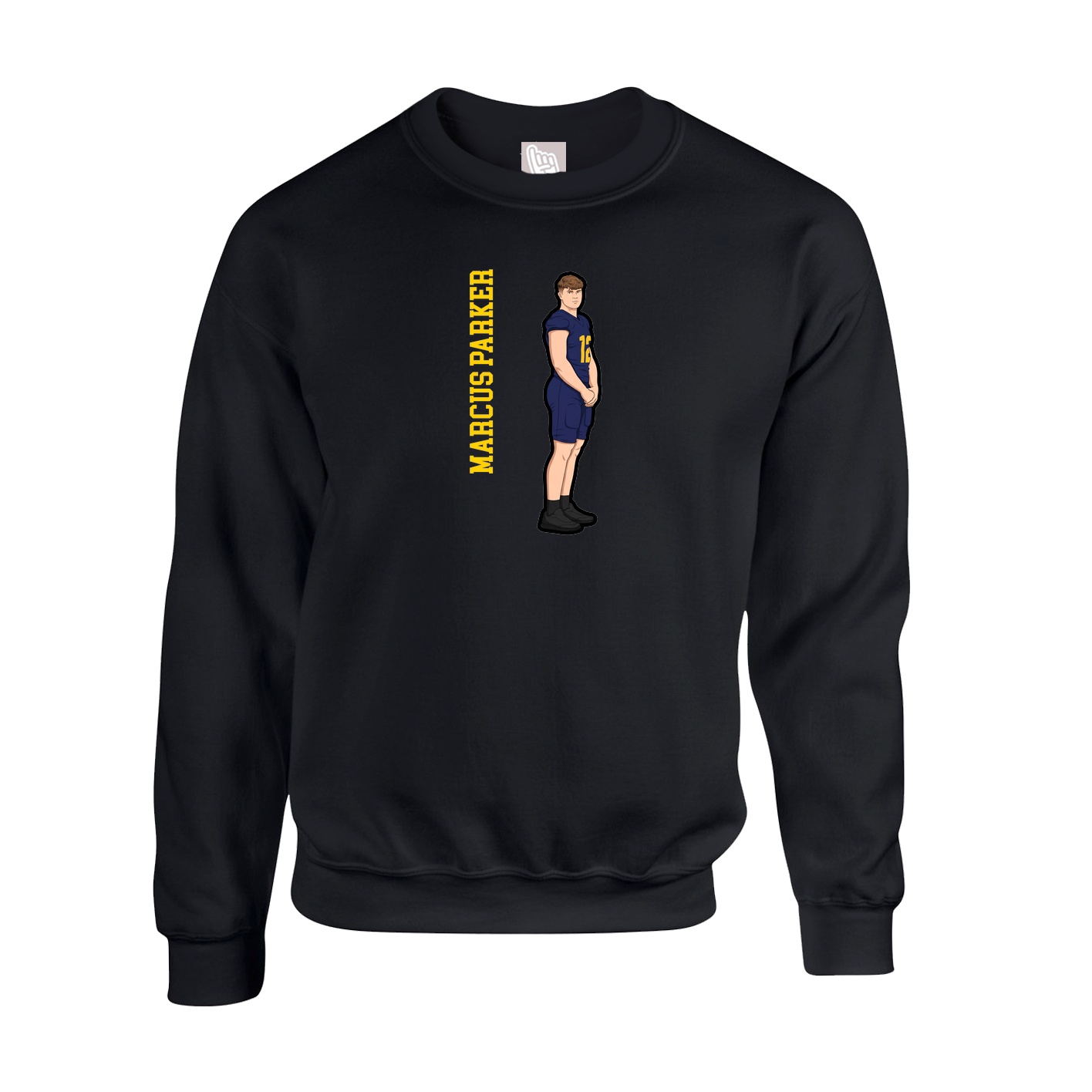 Fleece Crew — Name Vertical in Black