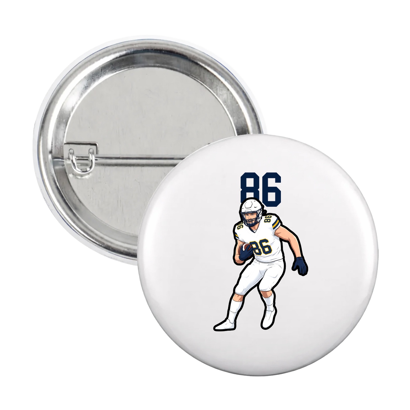Game Day Button — Number Top in White
