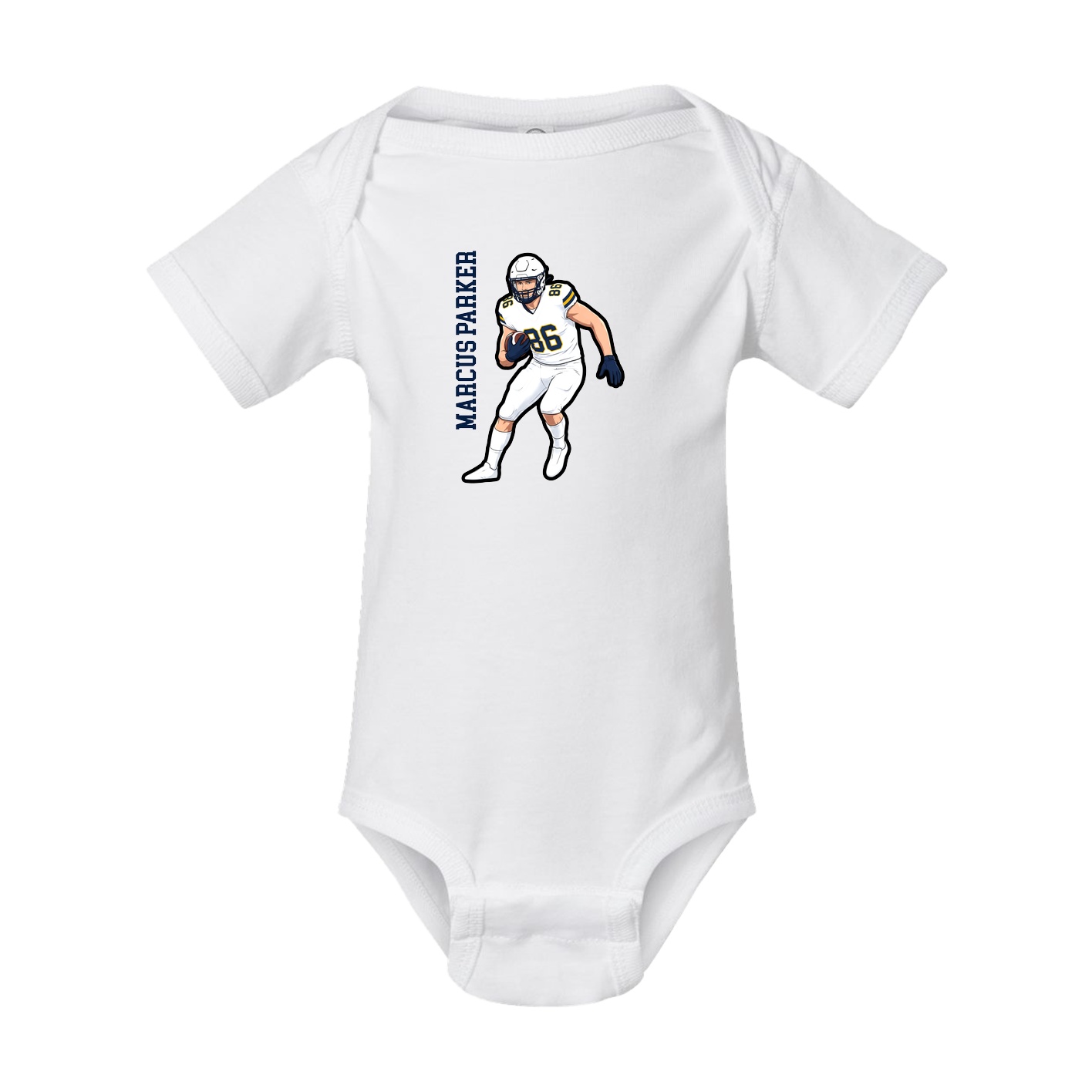 Baby Onesie — Name Vertical in White