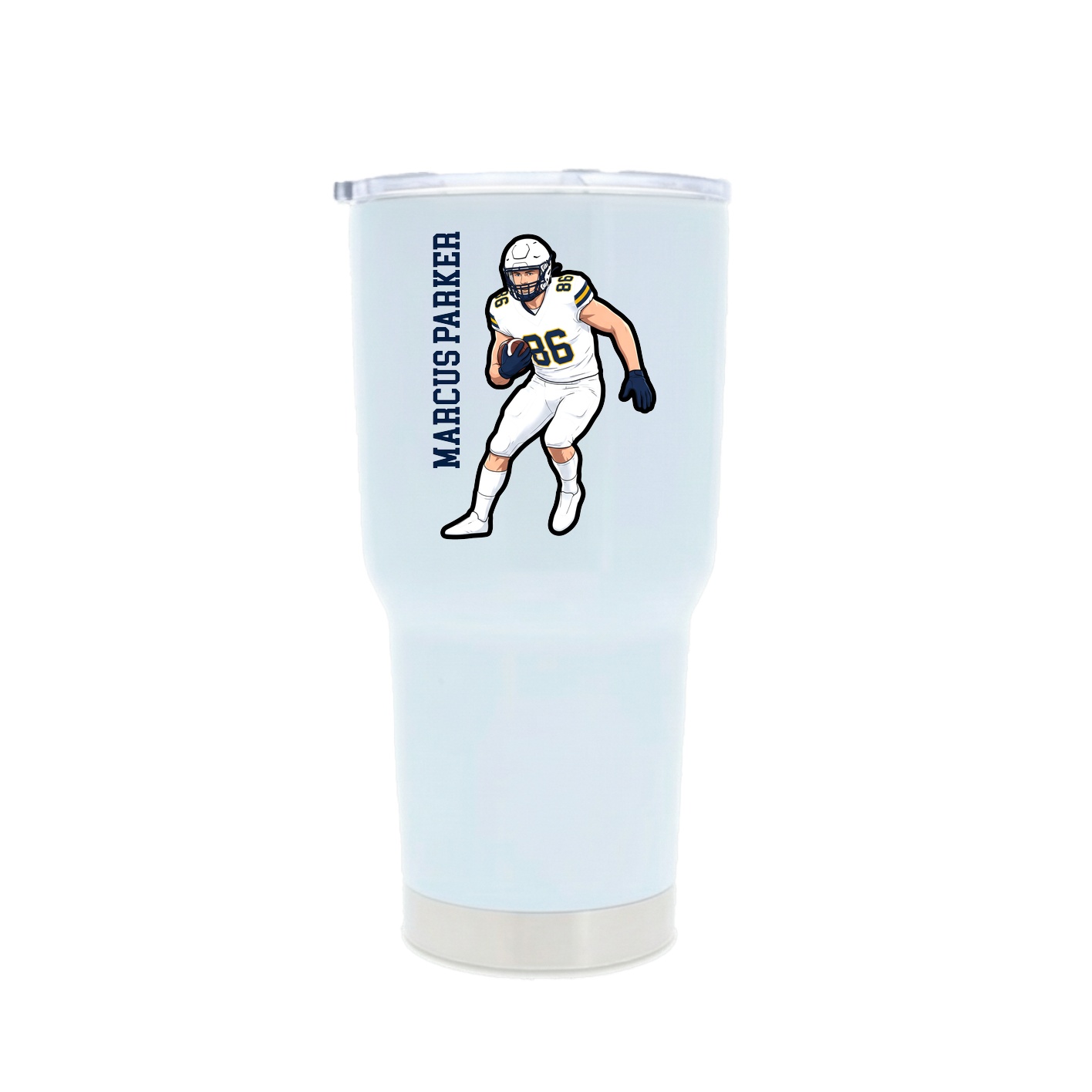 30oz Stainless Steel Tumbler — Name Vertical in White