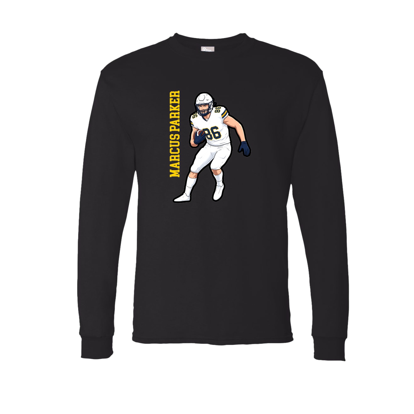 Long Sleeve Tee — Name Vertical in Black