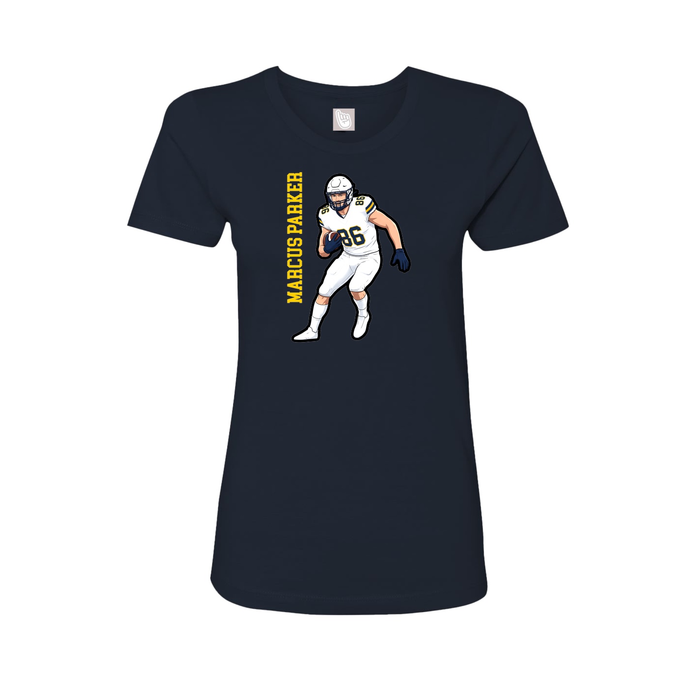 Womens Tee — Name Vertical in Navy