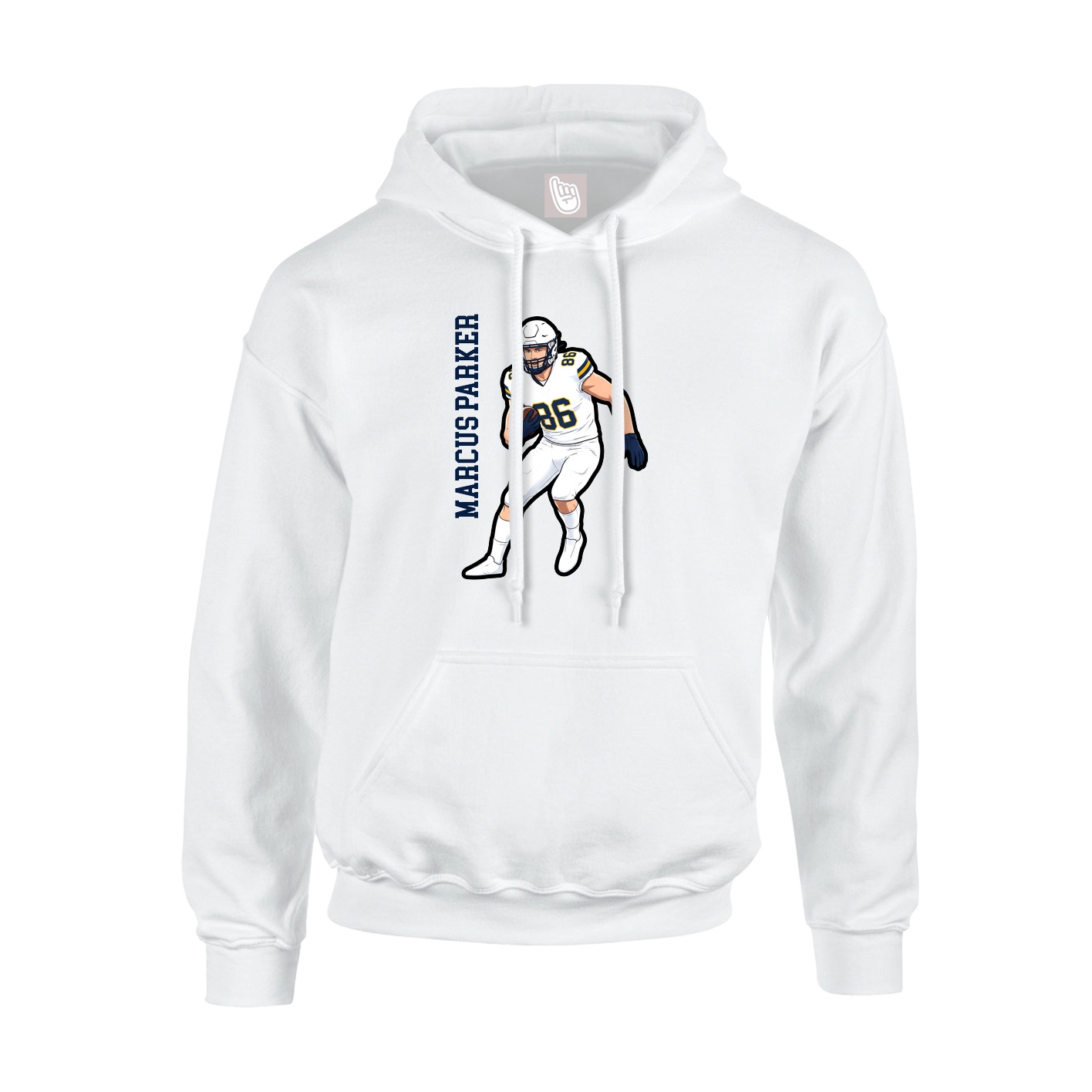 Youth Hoodie — Name Vertical in White