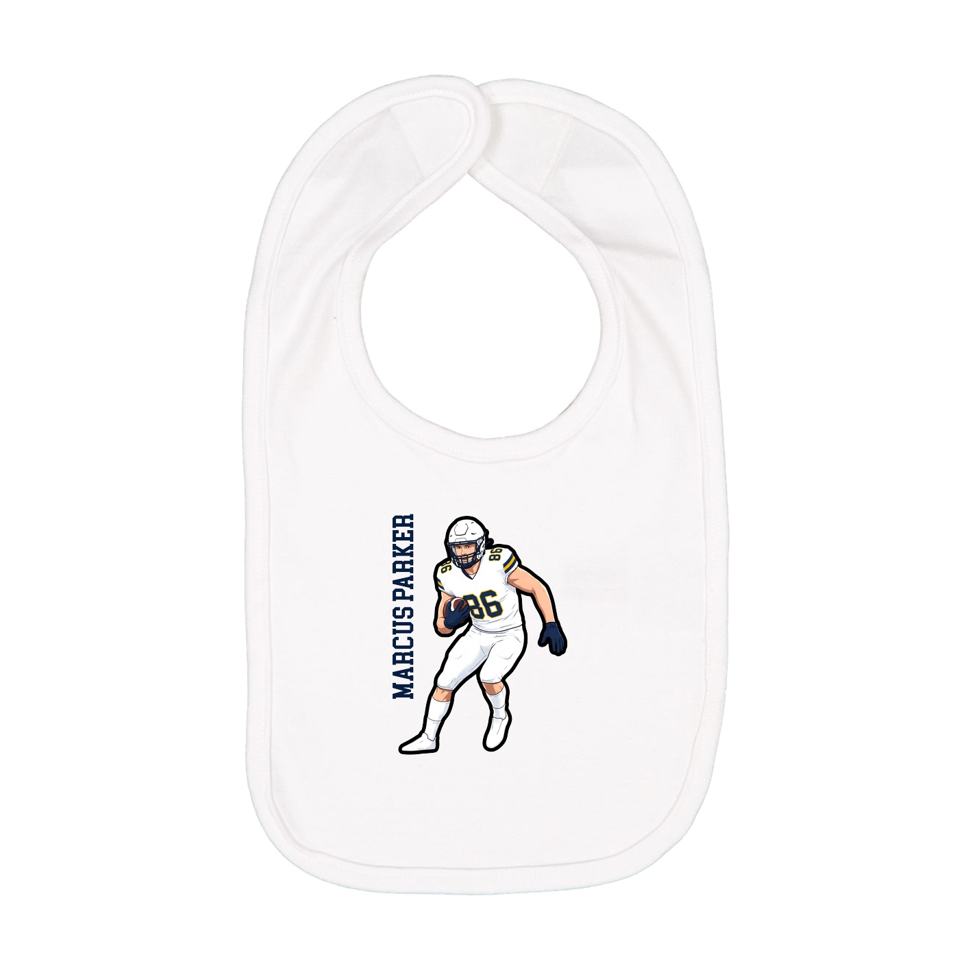 Infant Bib — Name Vertical in White