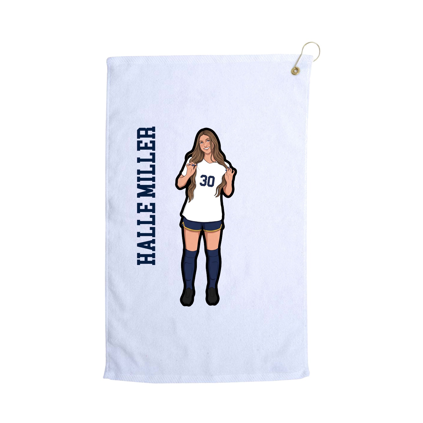 Golf Towel — Name Vertical in White