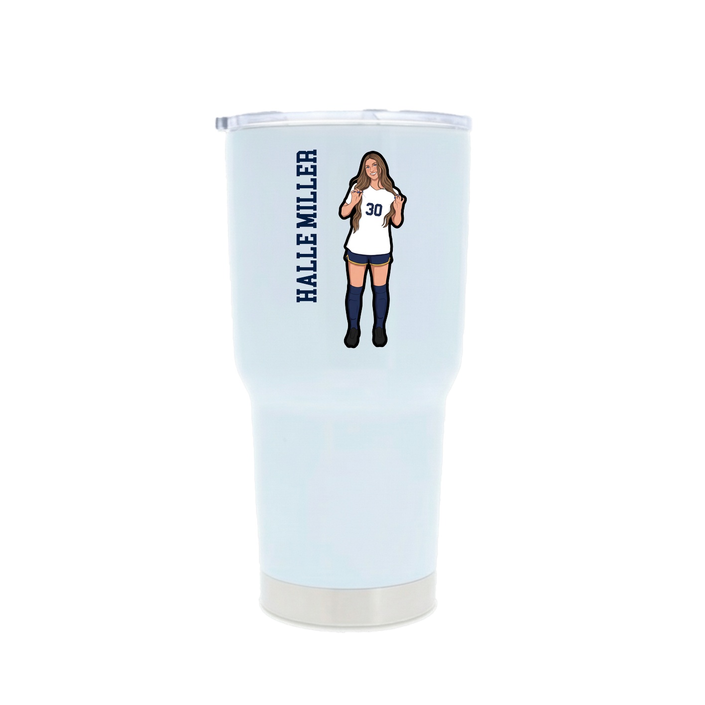 30oz Stainless Steel Tumbler — Name Vertical in White