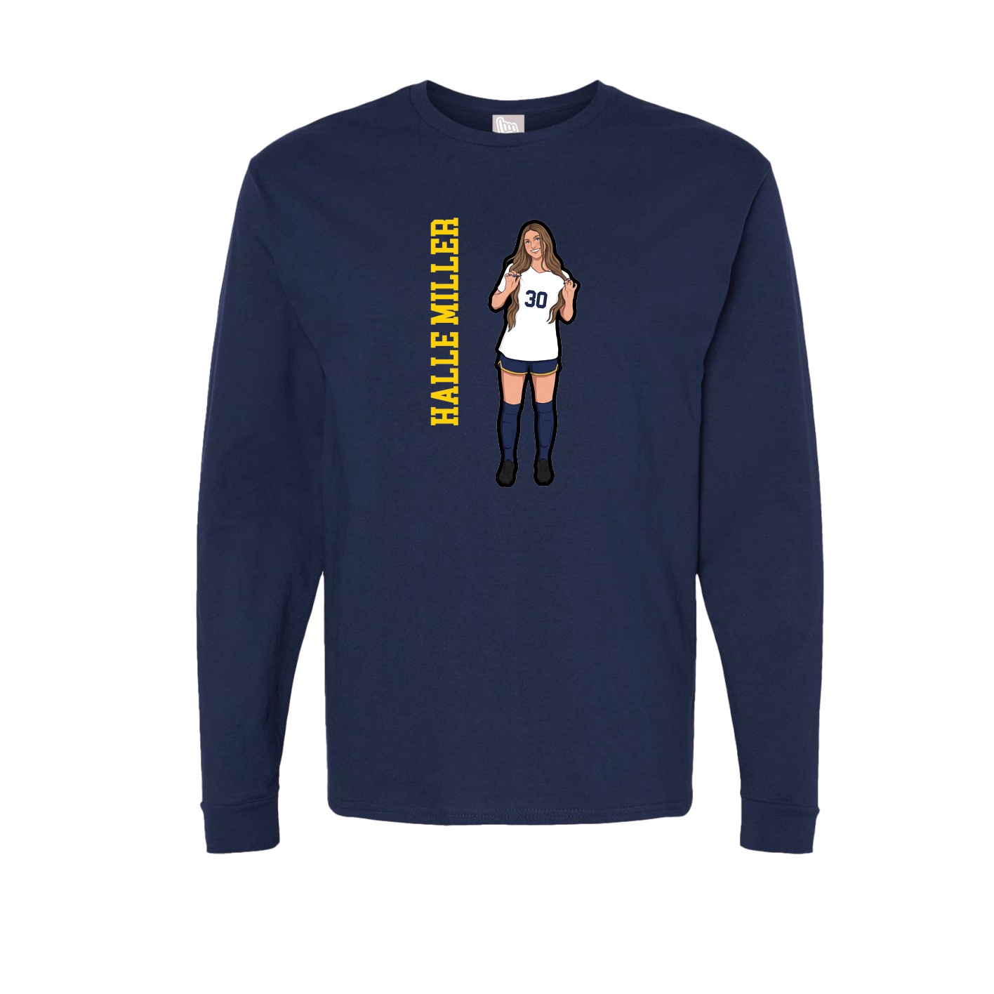 Long Sleeve Tee — Name Vertical in Navy