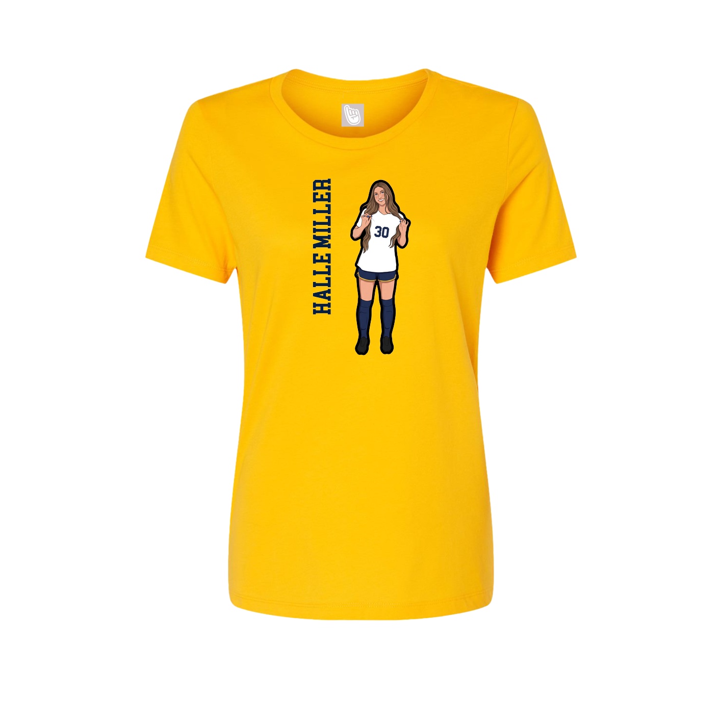 Fitted Women's Tee — Name Vertical in Gold