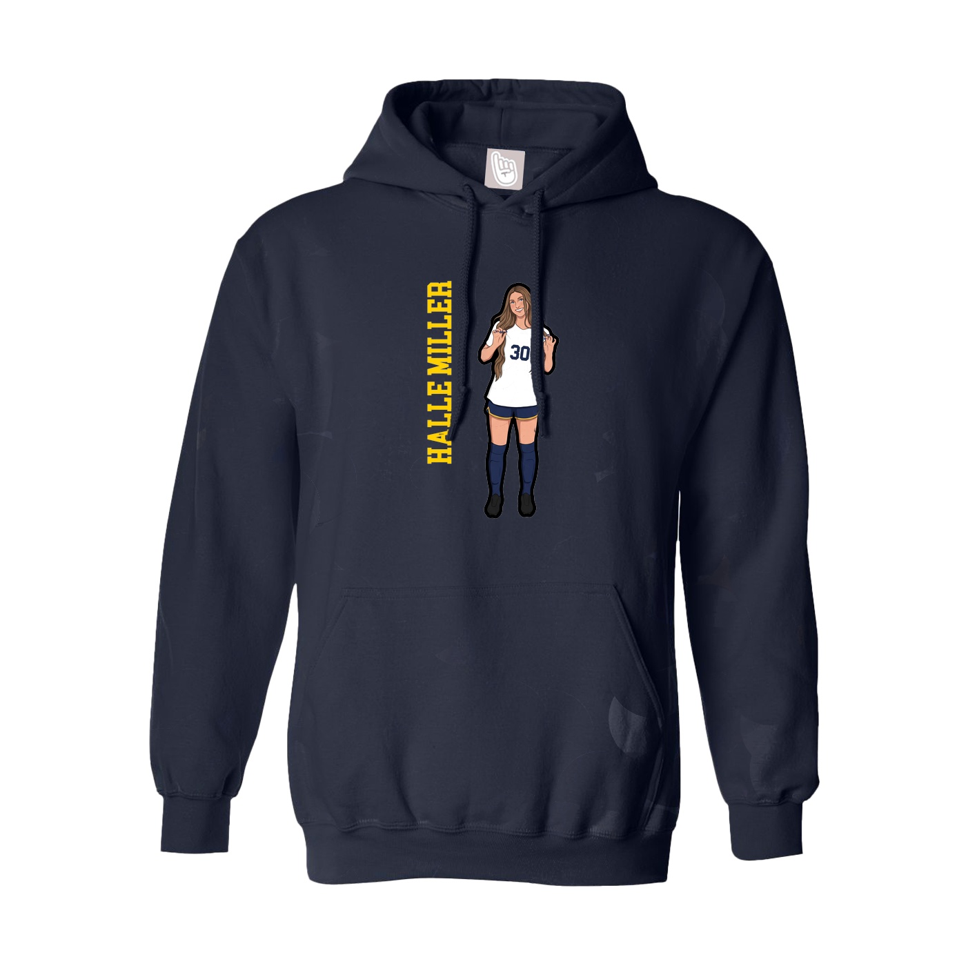 Hoodie — Name Vertical in Navy