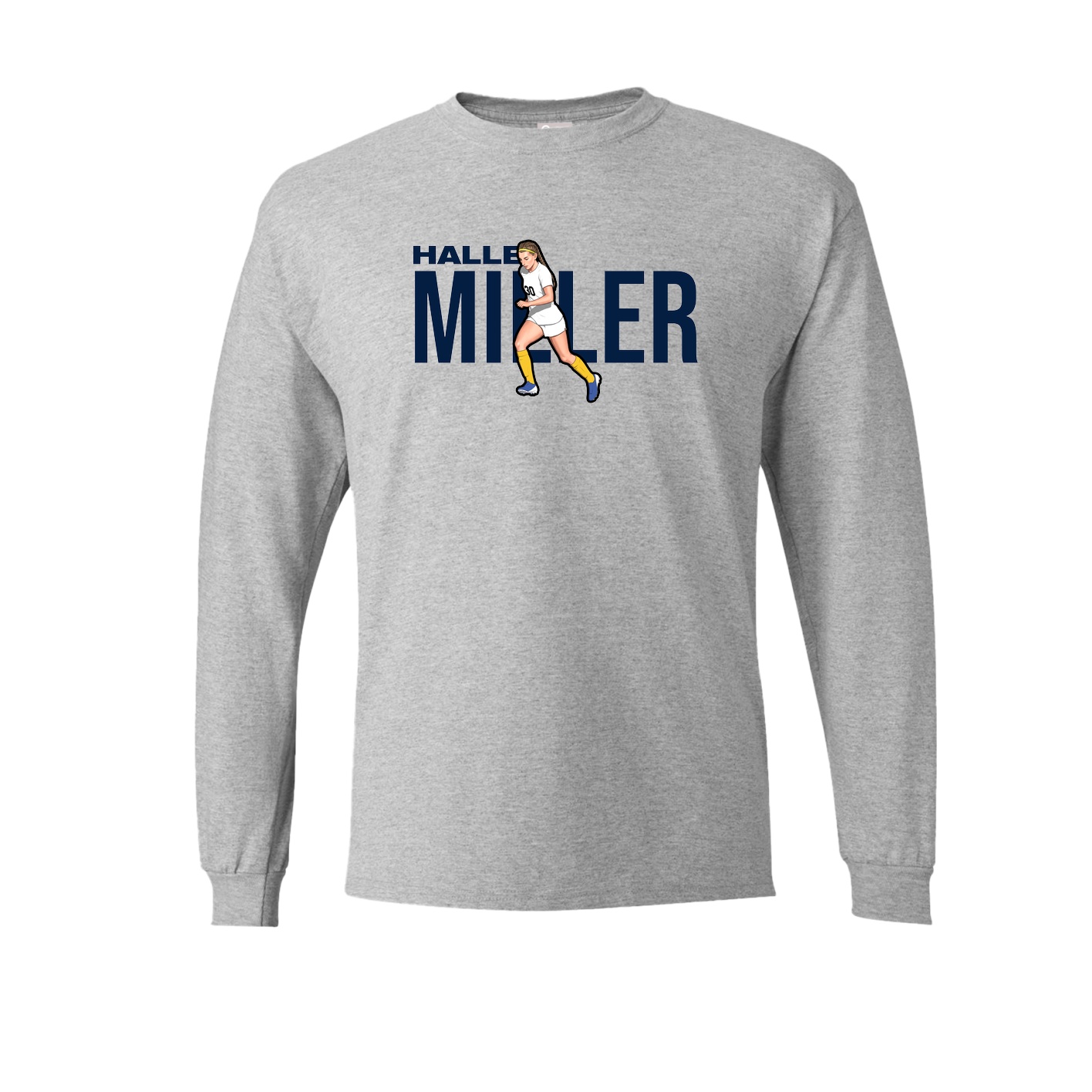 Long Sleeve Tee — Player Name in Grey