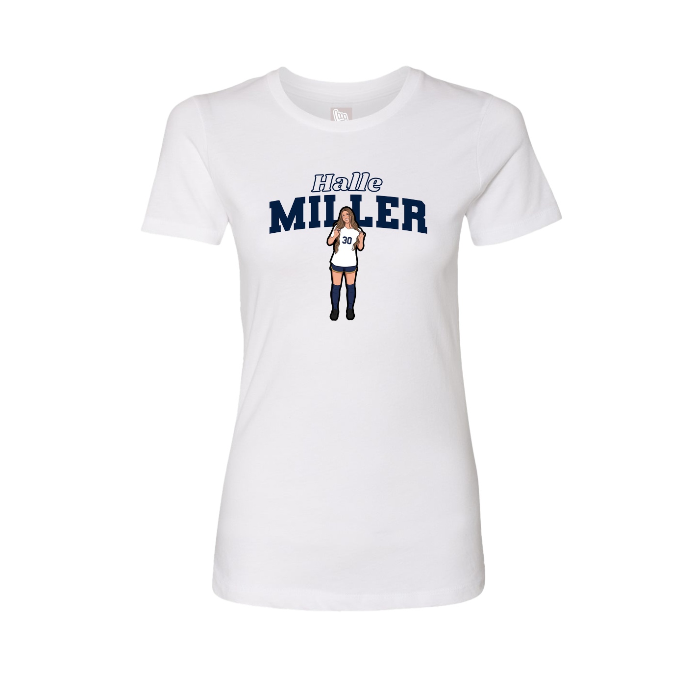 Fitted Women's Tee — Name Arch in White