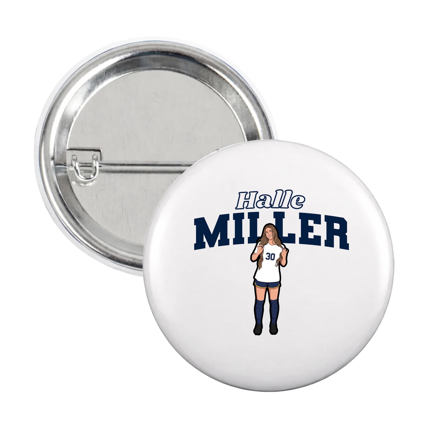 Game Day Button — Name Arch in White
