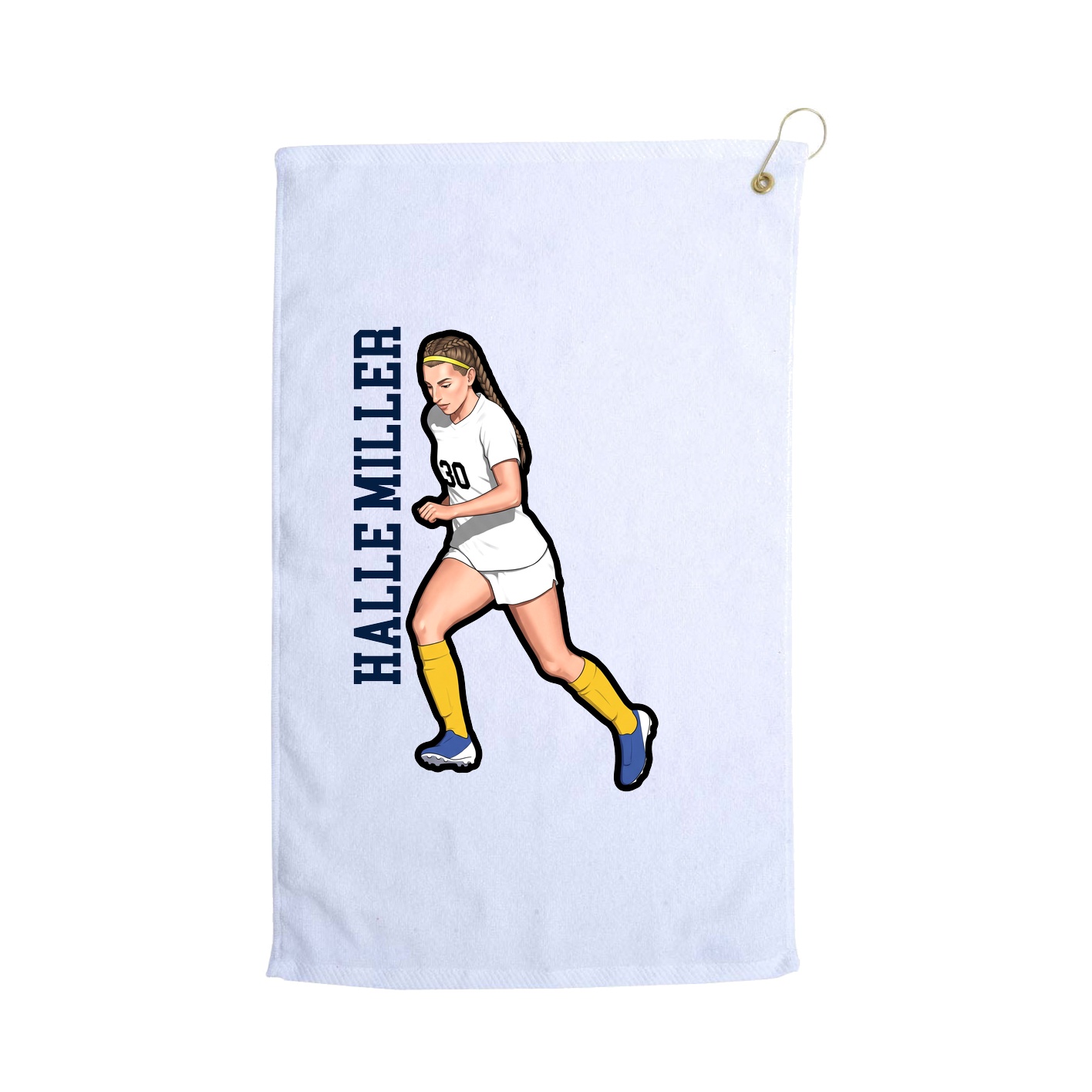 Golf Towel — Name Vertical in White
