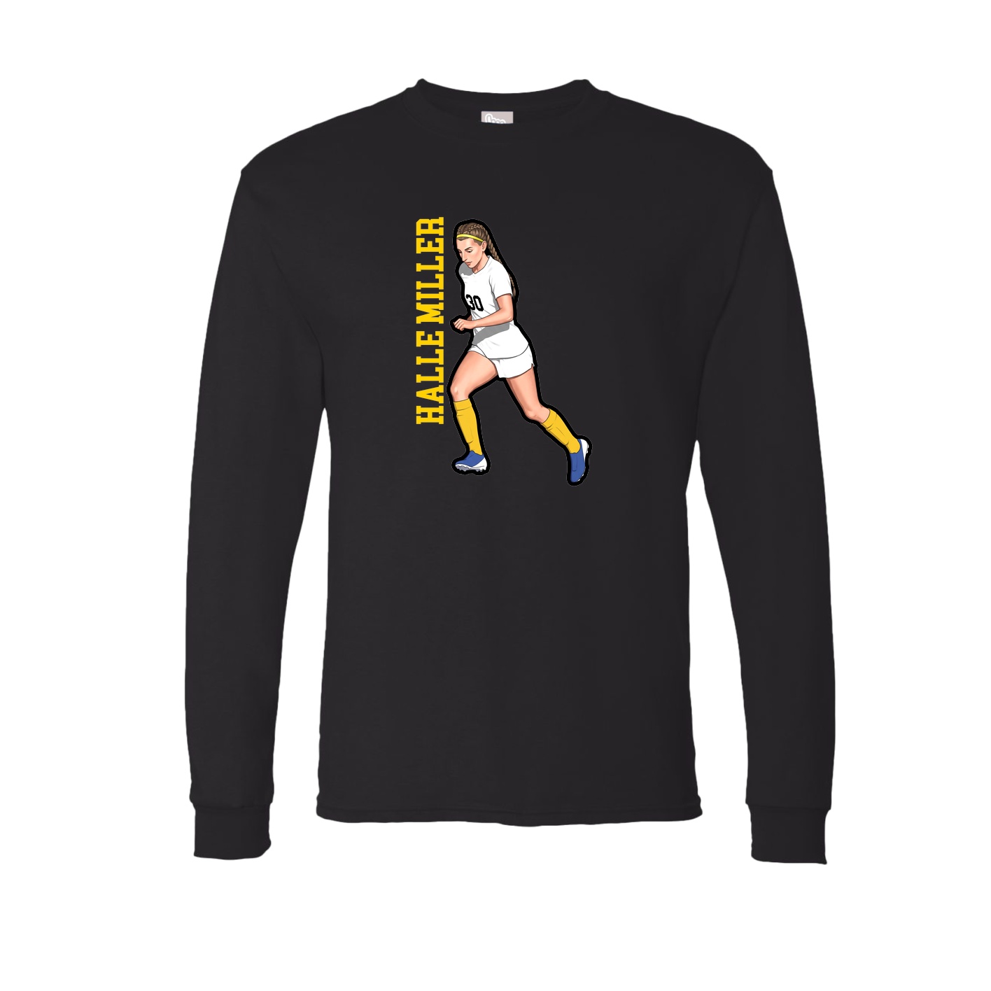 Long Sleeve Tee — Name Vertical in Black