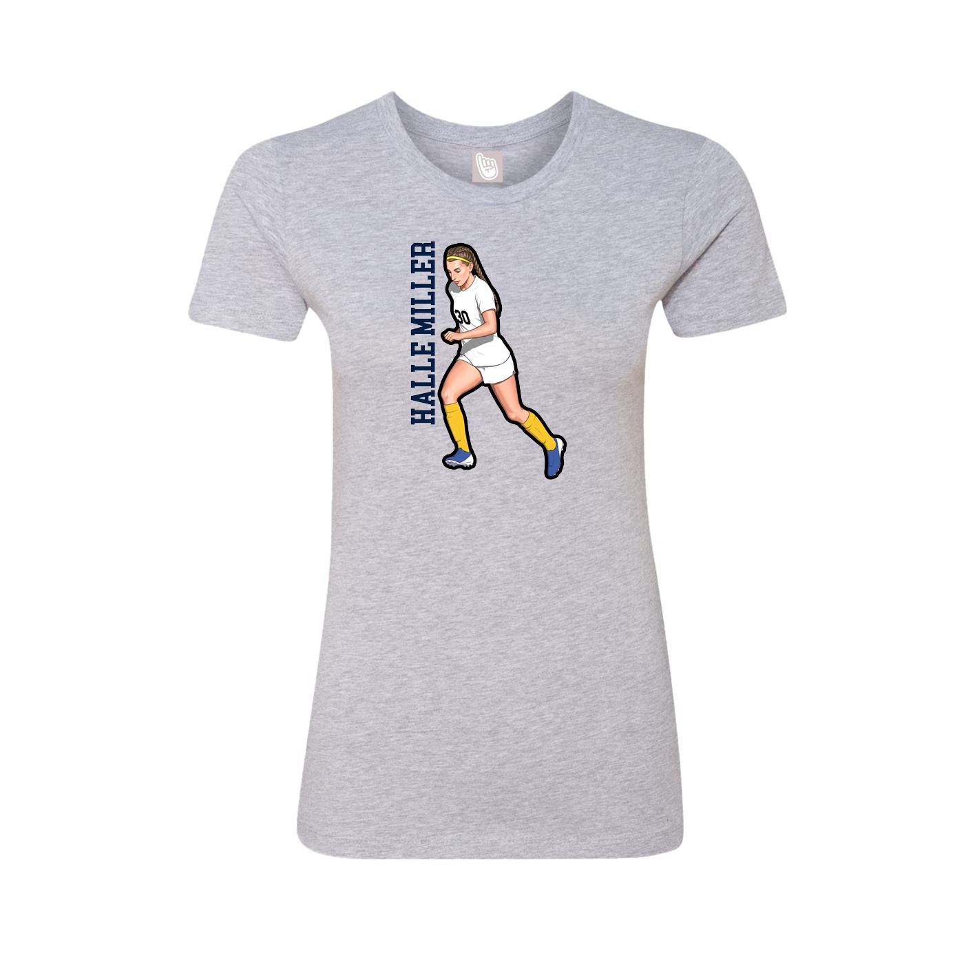 Fitted Women's Tee — Name Vertical in Grey
