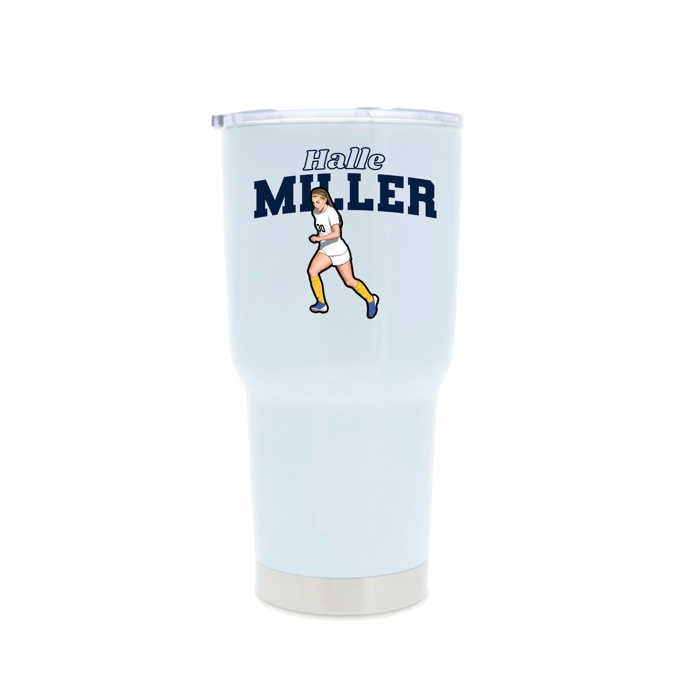 30oz Stainless Steel Tumbler — Name Arch in White