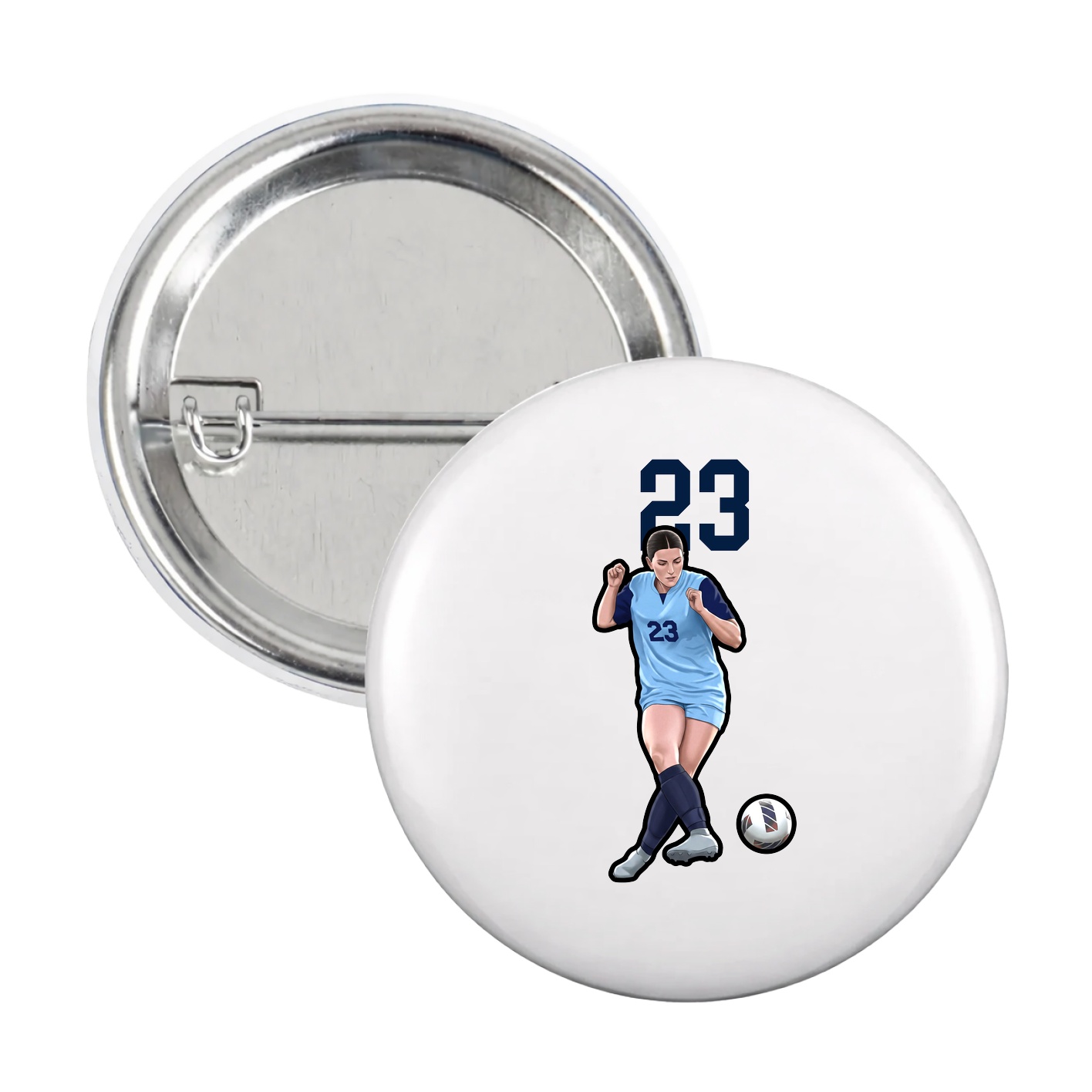 Game Day Button — Number Top in White