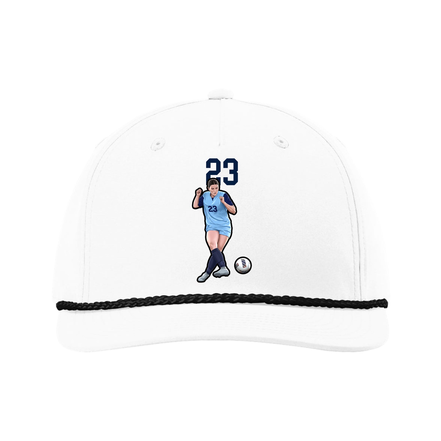 Five-Panel Classic Rope Cap — Number Top in White
