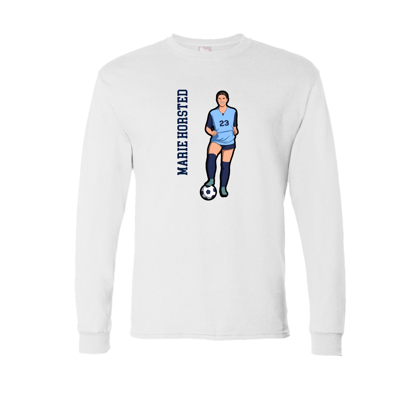 Long Sleeve Tee — Name Vertical in White