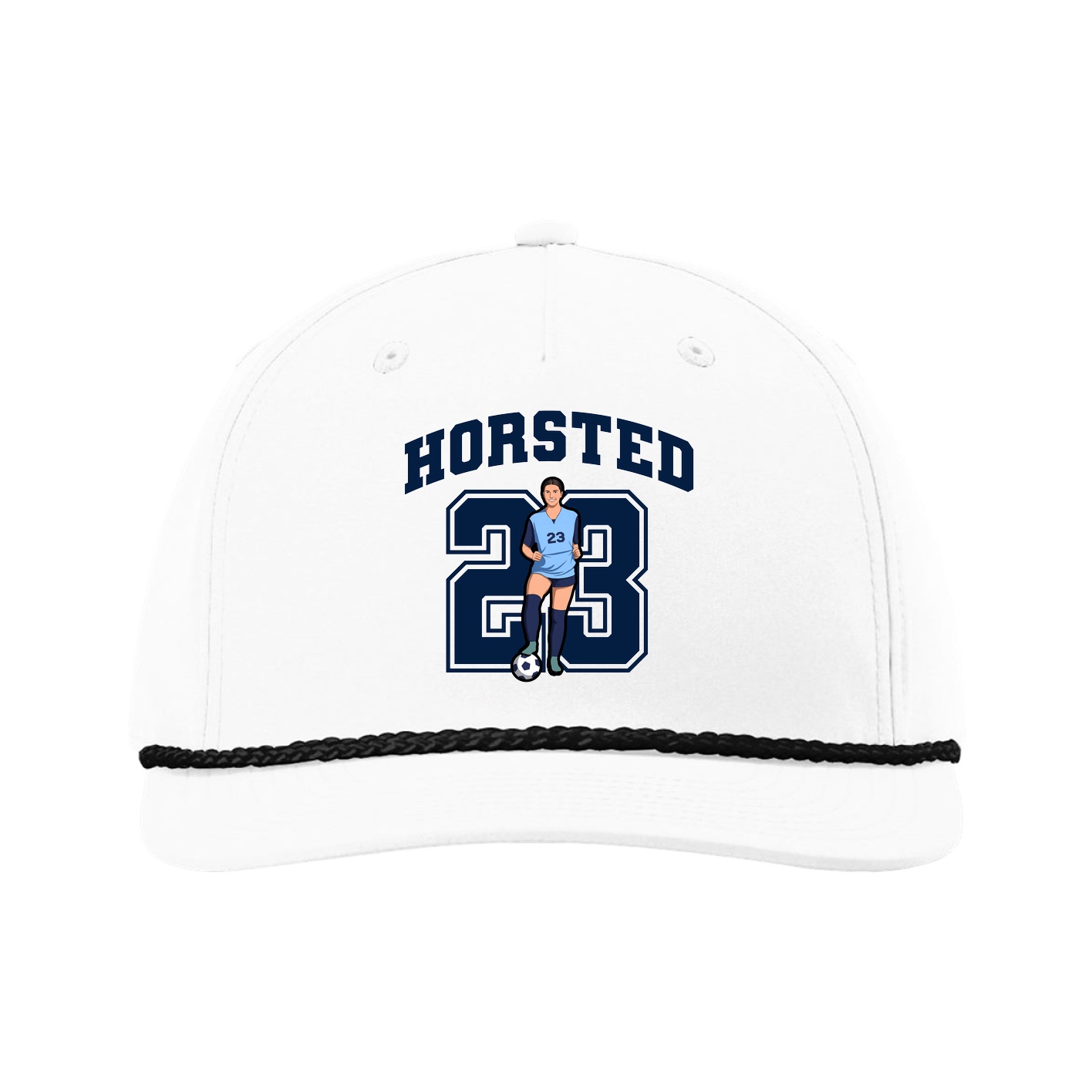 Five-Panel Classic Rope Cap — Number in White