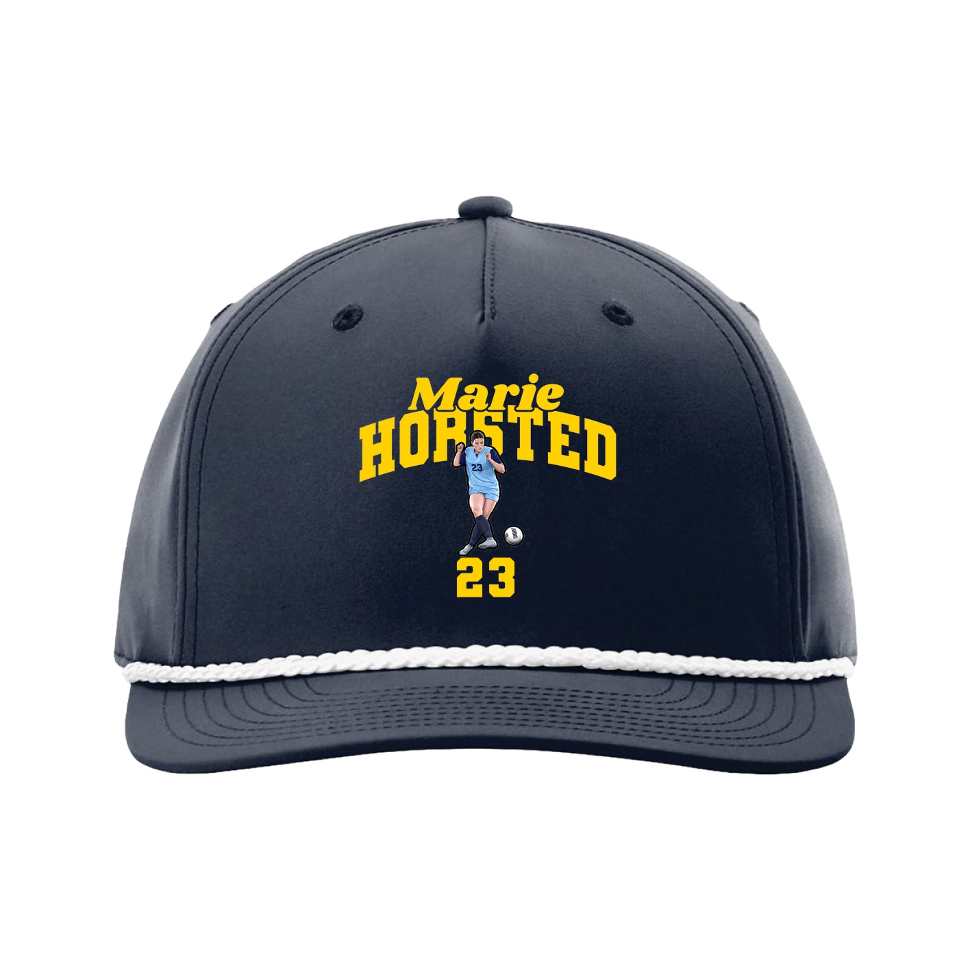 Five-Panel Classic Rope Cap — Signature Arch in Navy