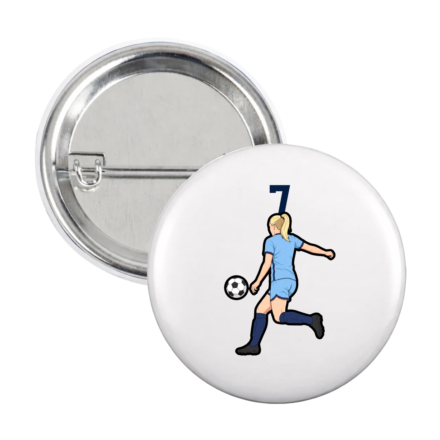 Game Day Button — Number Top in White
