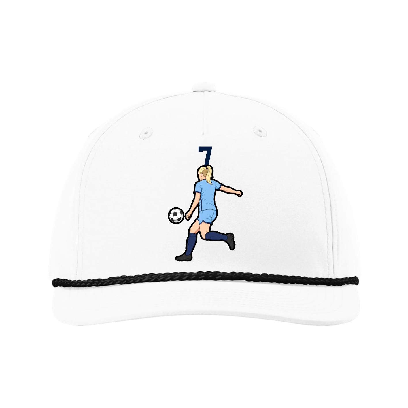 Five-Panel Classic Rope Cap — Number Top in White