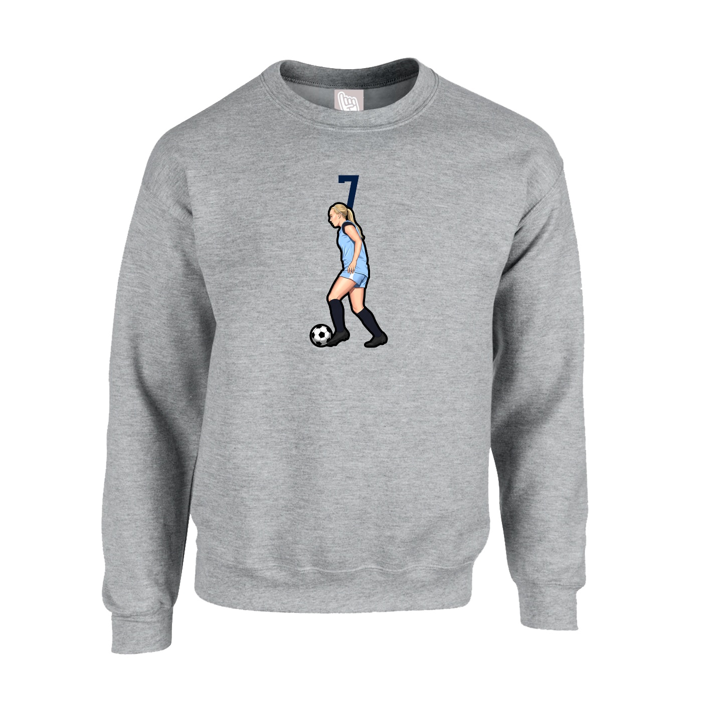 Fleece Crew — Number Top in Grey