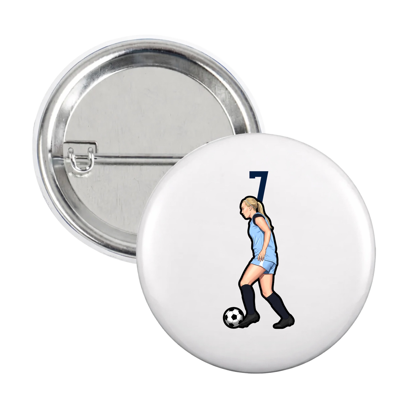 Game Day Button — Number Top in White