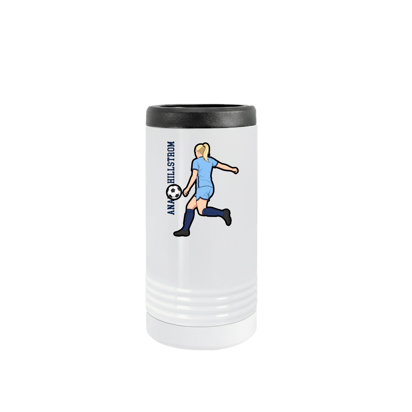 Slim Beverage Holder — Name Vertical in White