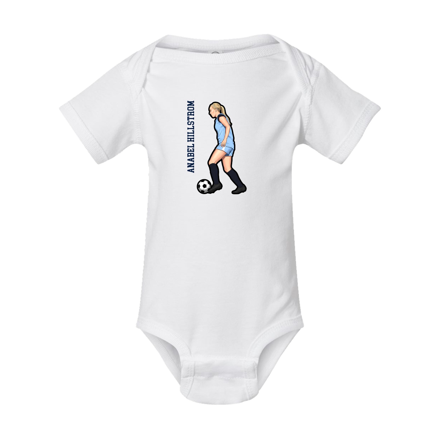 Baby Onesie — Name Vertical in White