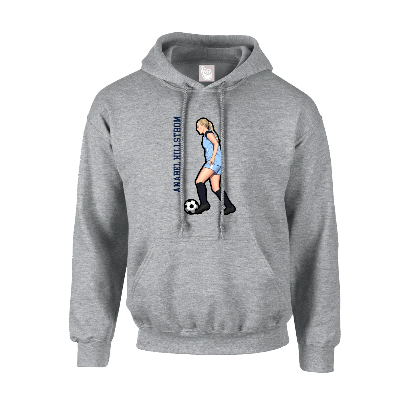 Hoodie — Name Vertical in Grey