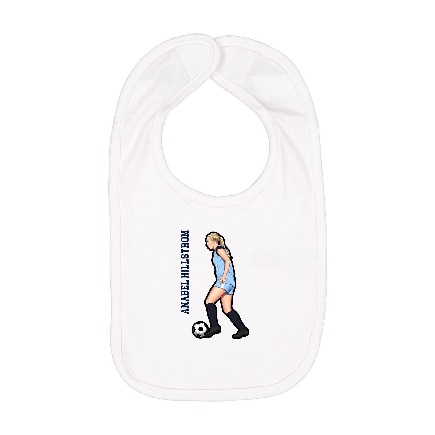 Infant Bib — Name Vertical in White