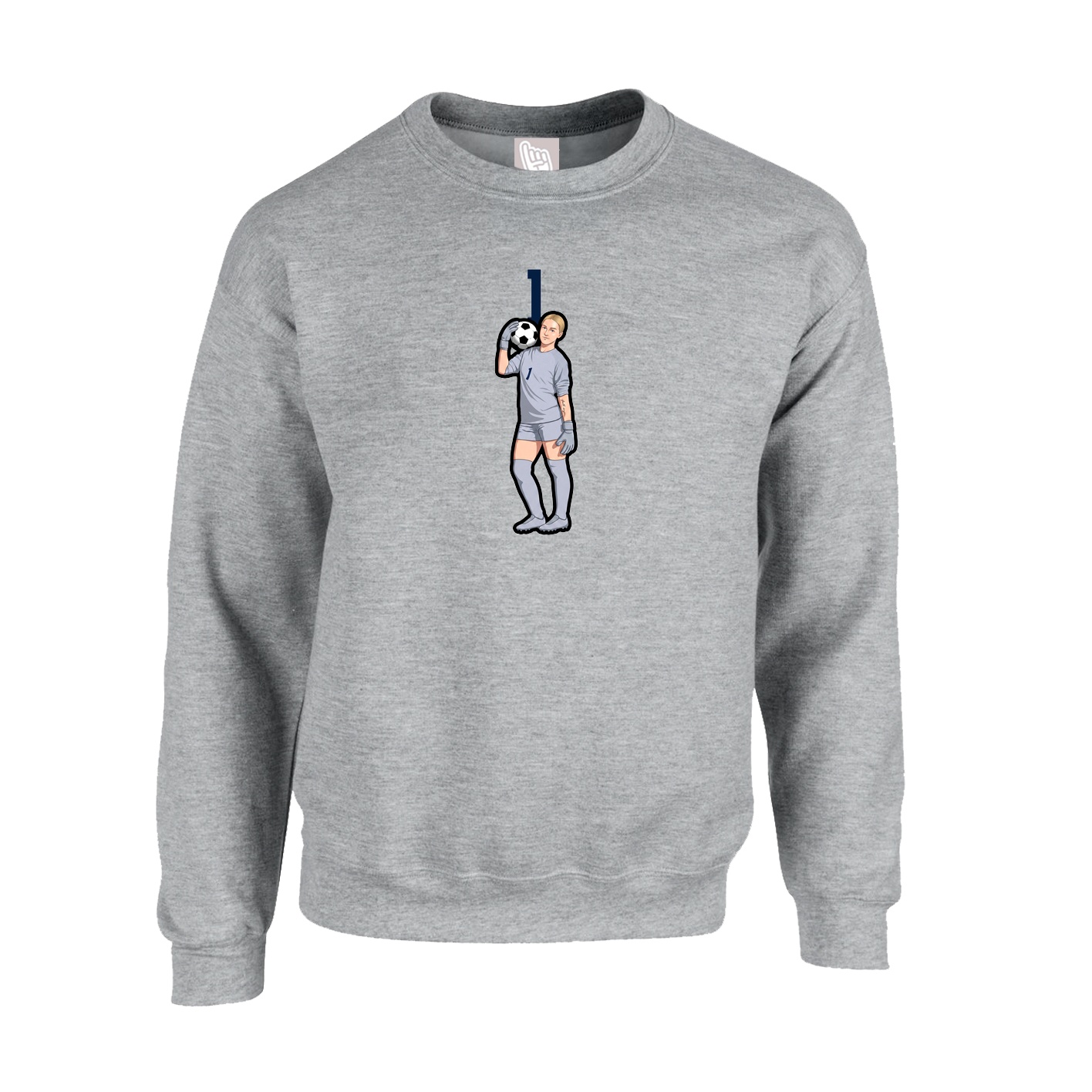 Fleece Crew — Number Top in Grey