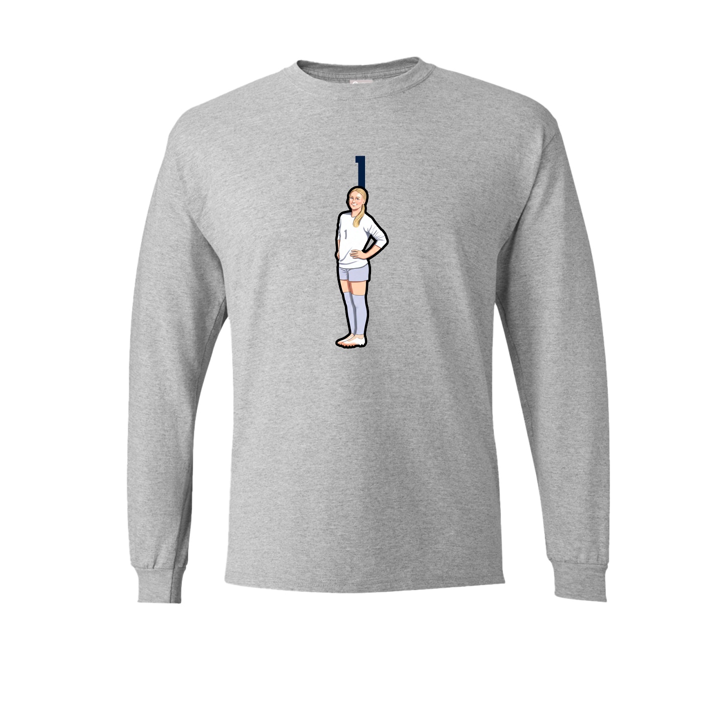 Long Sleeve Tee — Number Top in Grey