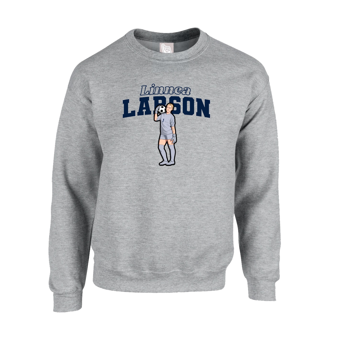 Fleece Crew — Name Arch in Grey
