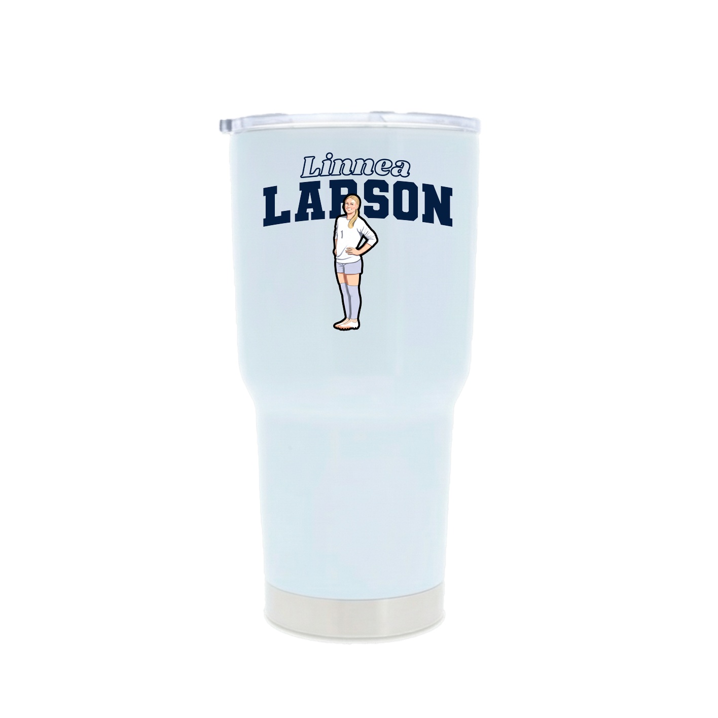 30oz Stainless Steel Tumbler — Name Arch in White