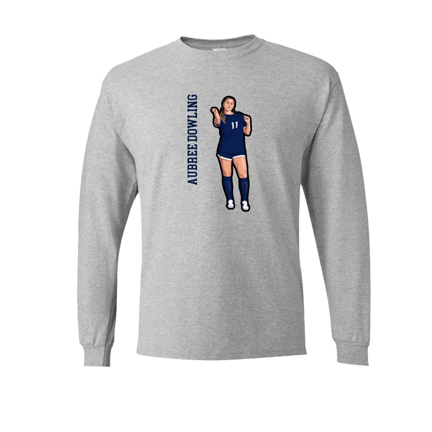 Long Sleeve Tee — Name Vertical in Grey