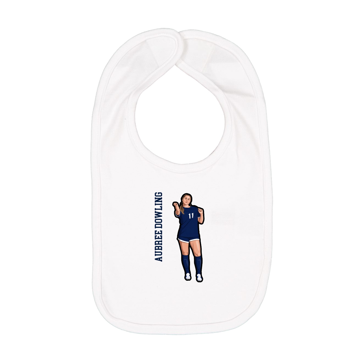 Infant Bib — Name Vertical in White