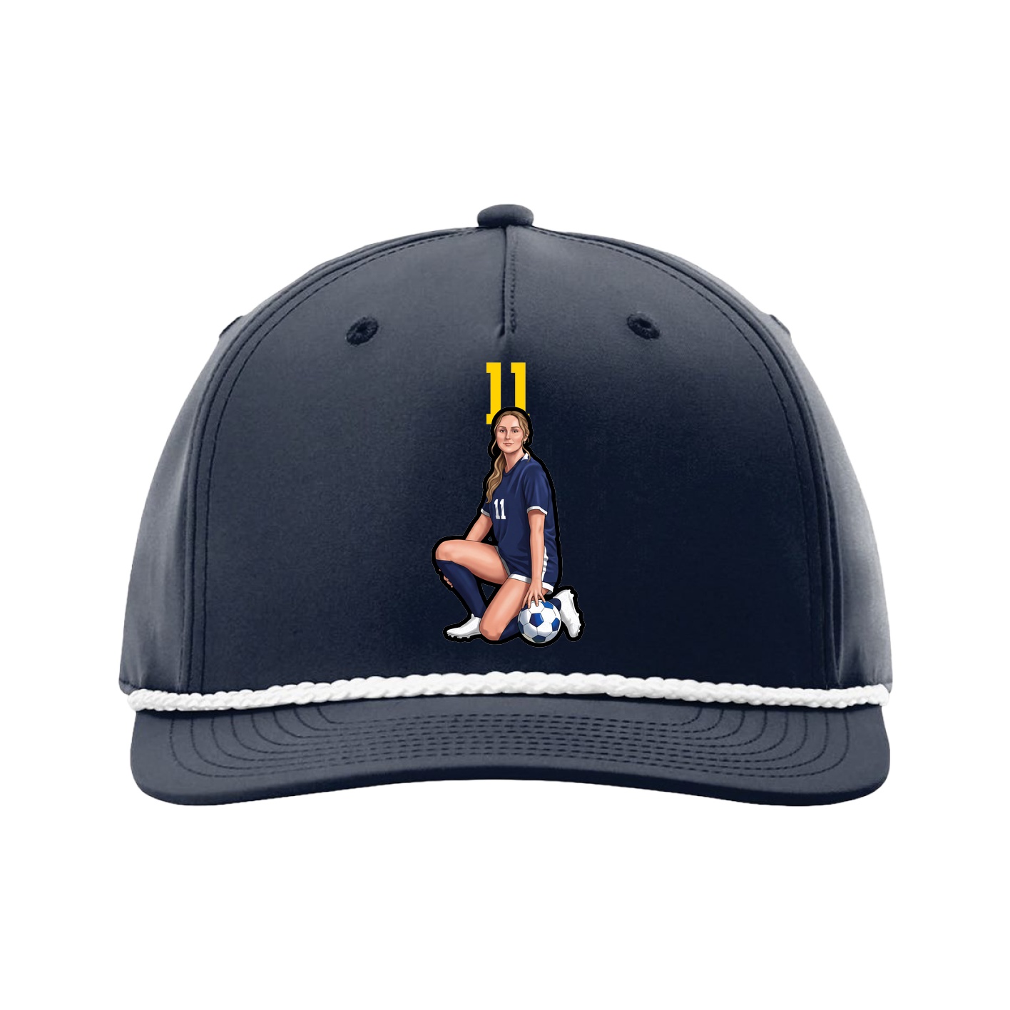 Five-Panel Classic Rope Cap — Number Top in Navy