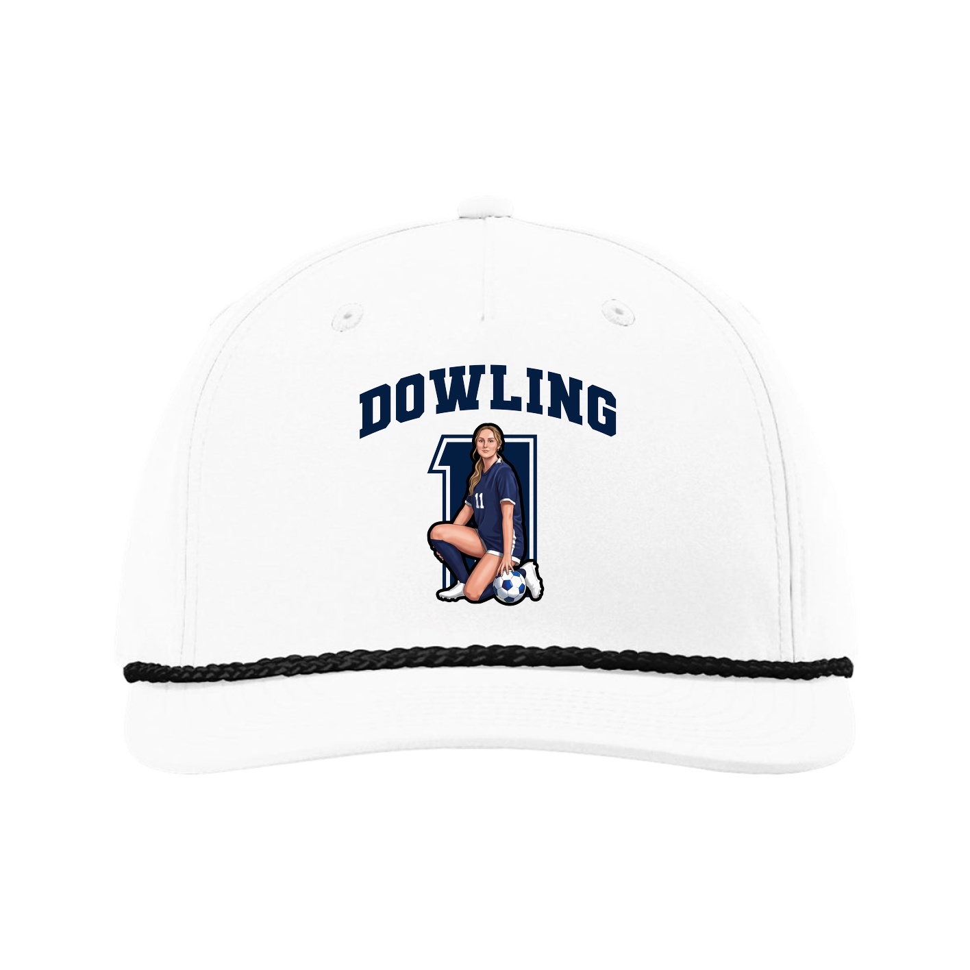 Five-Panel Classic Rope Cap — Number in White