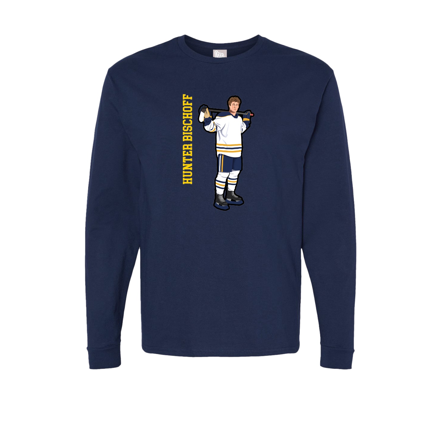 Long Sleeve Tee — Name Vertical in Navy