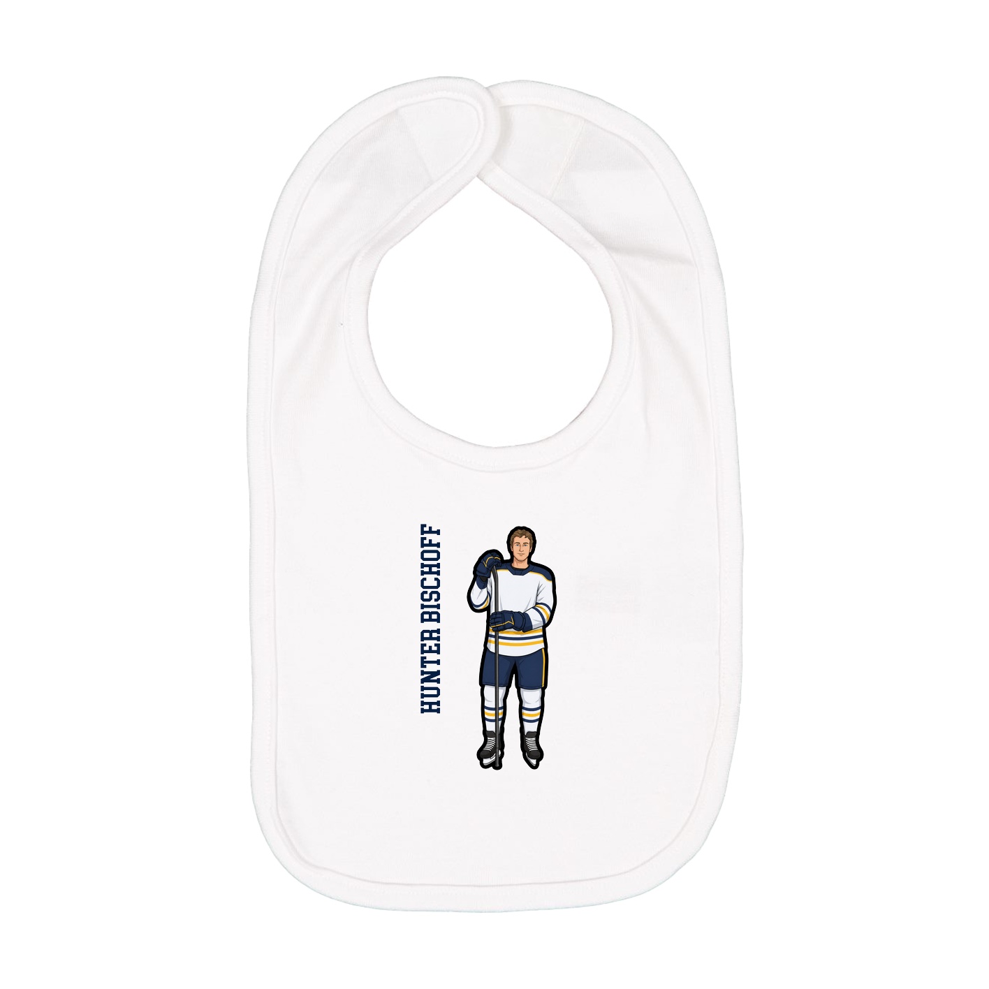 Infant Bib — Name Vertical in White