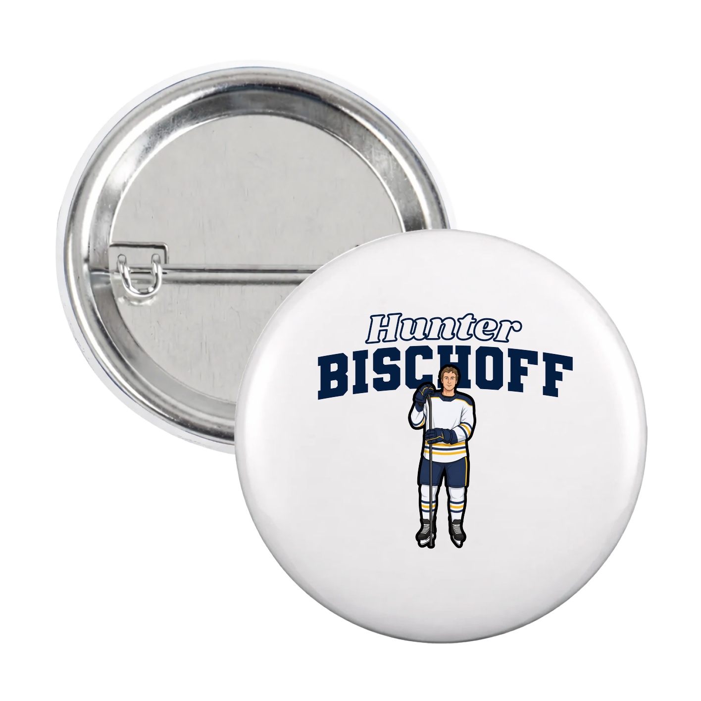 Game Day Button — Name Arch in White