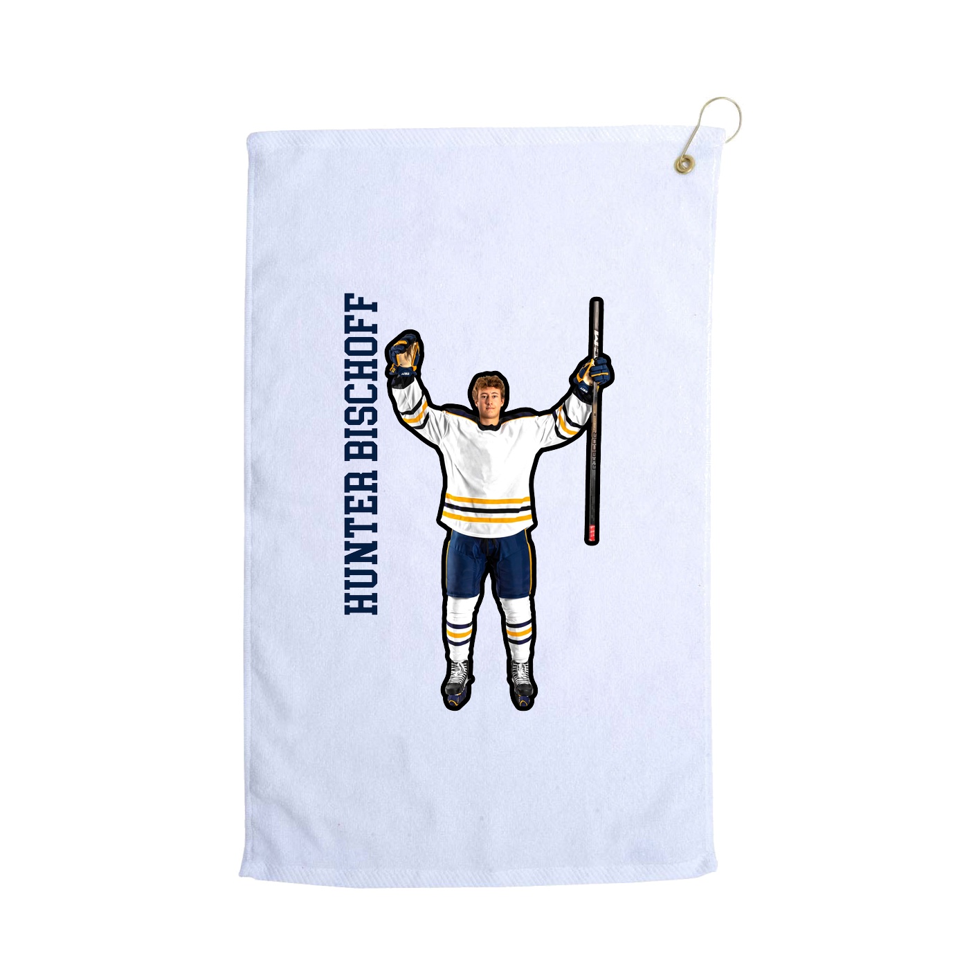 Golf Towel — Name Vertical in White