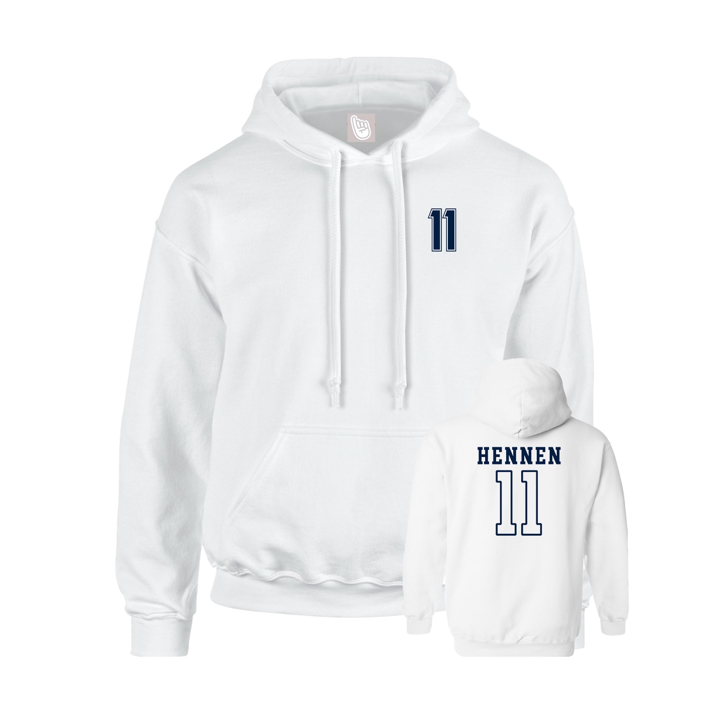 Youth Hoodie — Chest Back in White