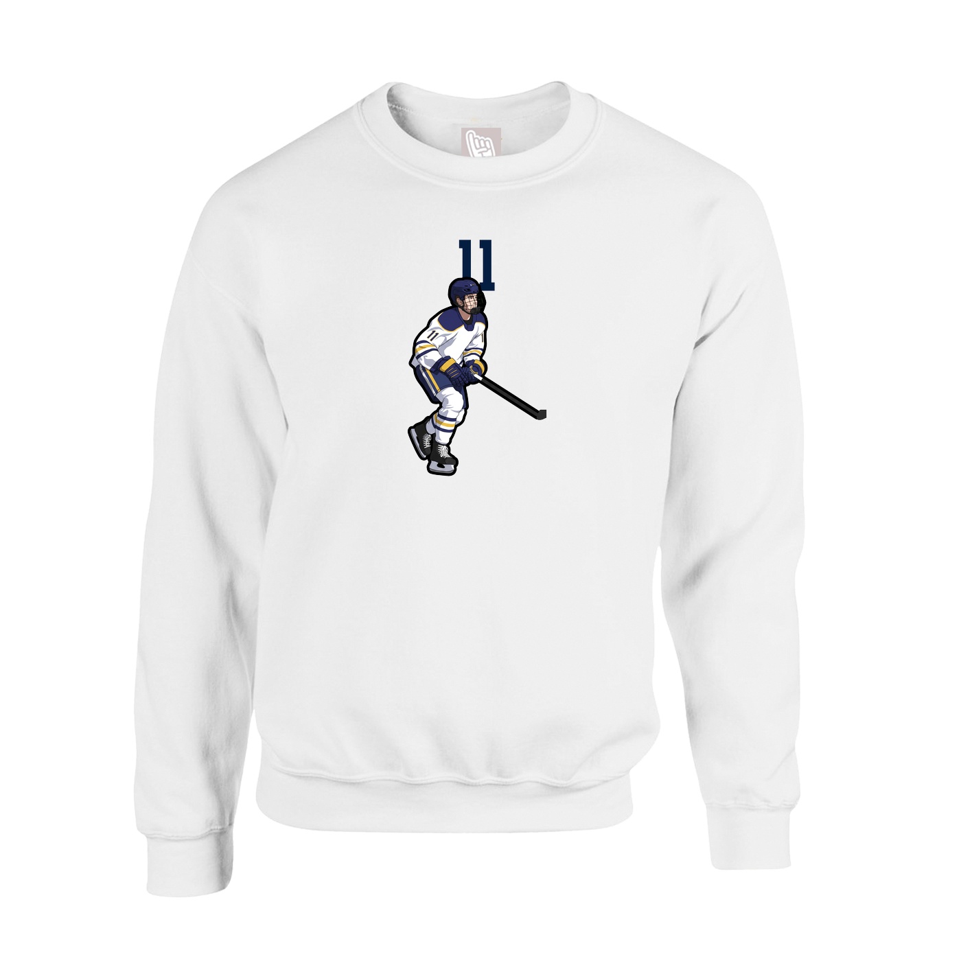Fleece Crew — Number Top in White