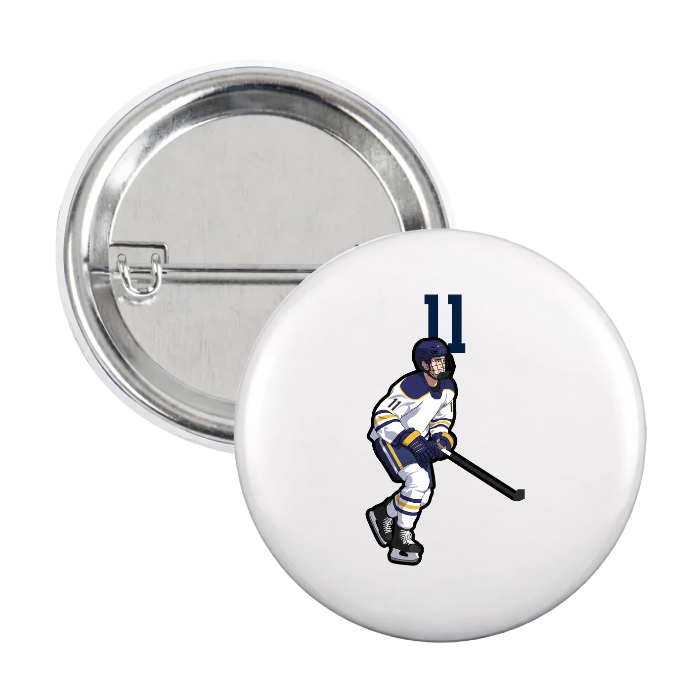Game Day Button — Number Top in White
