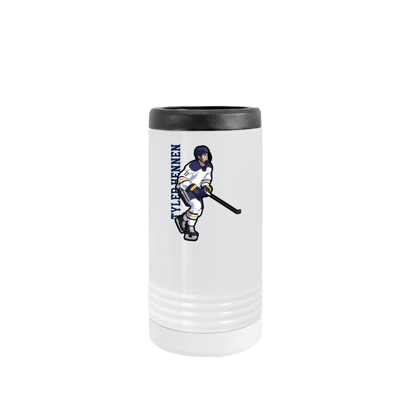 Slim Beverage Holder — Name Vertical in White